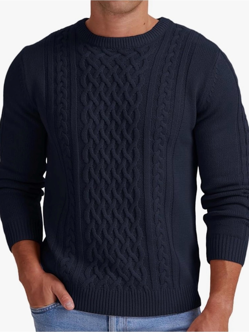 NWT Men's Navy Cable Knit Crewneck Sweater size XL